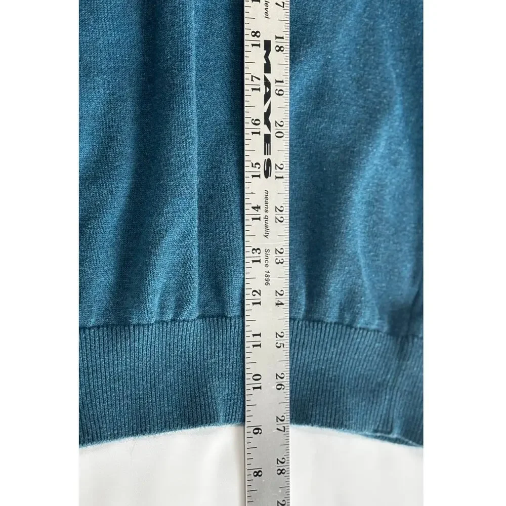 EUC Alan Flusser 100% cotton quarter-zip sweater, blue w/black zipper, LARGE